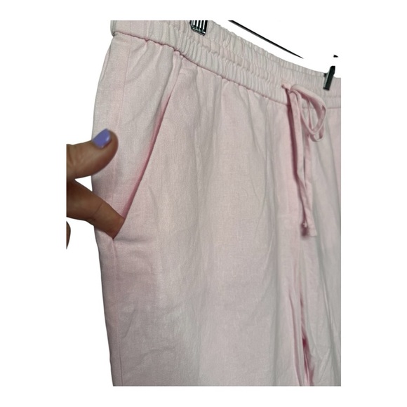 J. Crew Linen Blend Pull On Drawstring Cuffed Ankle Pants in Pale Pink Preppy - Picture 5 of 14